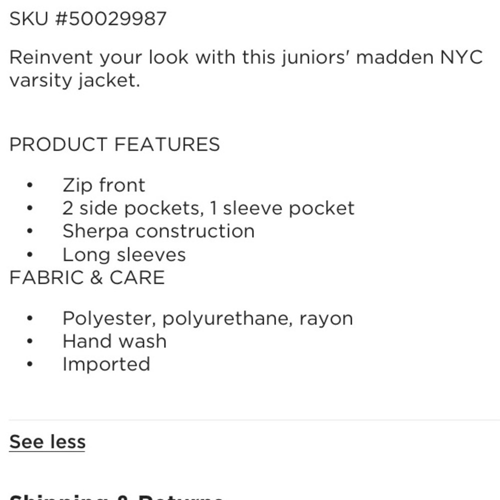 Madden NYC Sleeve Pocket Sherpa Varsity Jacket Large - Picture 12 of 16